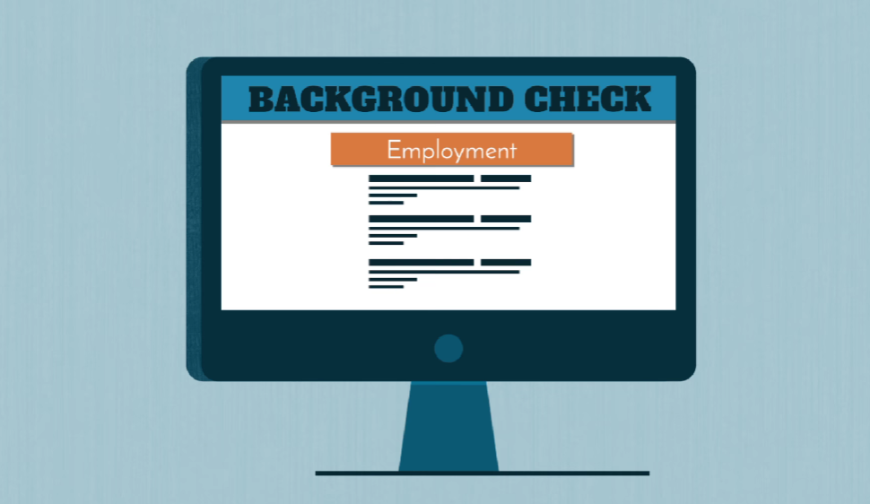 mockup pc with background check employment doc