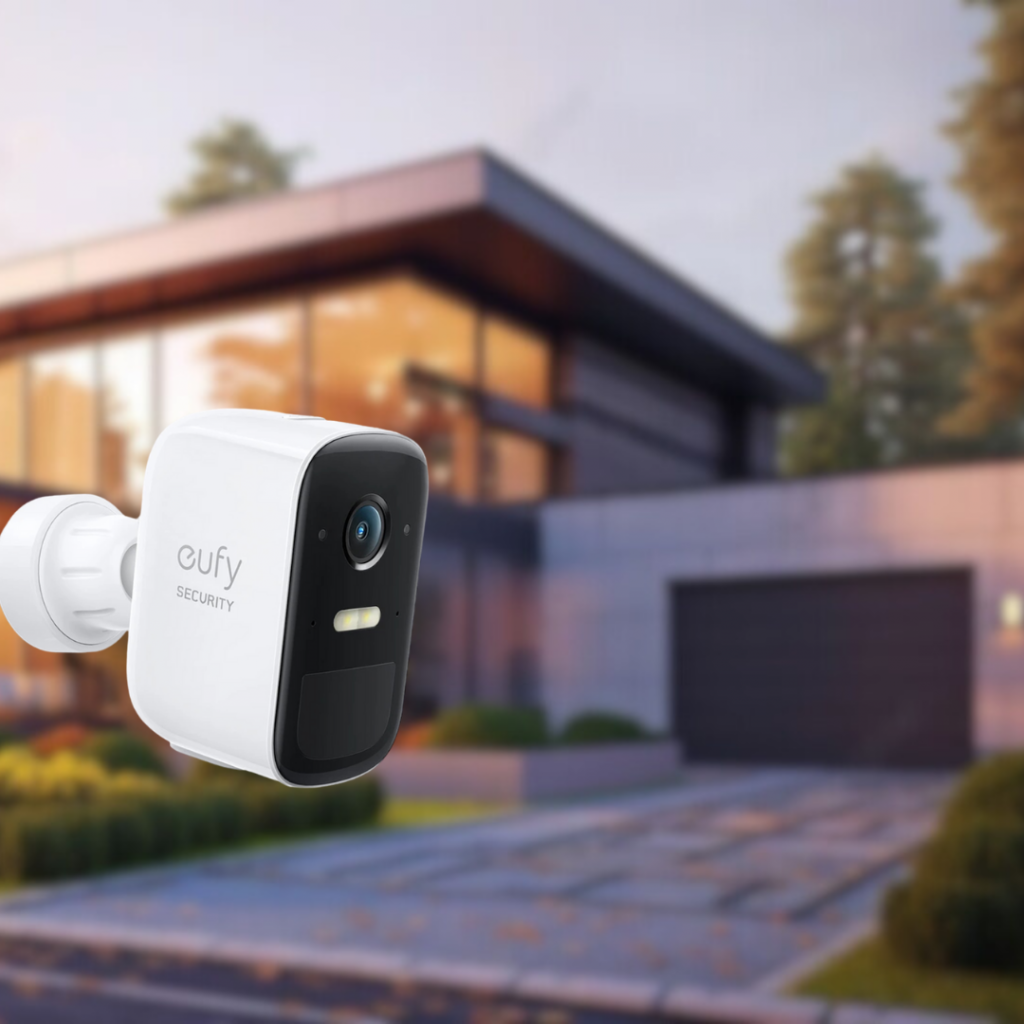 home exterior security camera - eufy security - home  background - grass background 